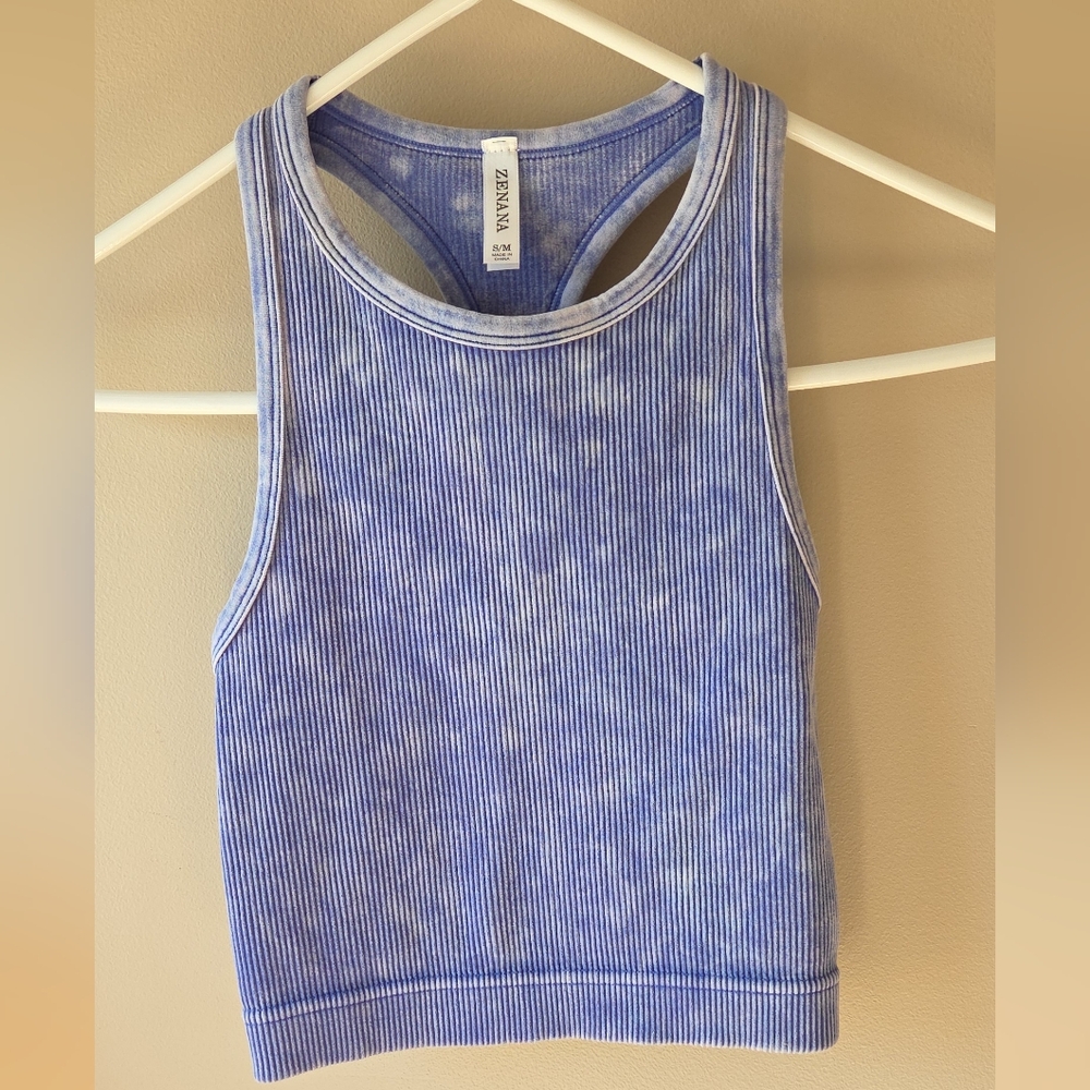 Zenana Sky Blue Ribbed Tank Top S/M